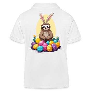 Drôle de paresseux lapin de Pâques emblématique Pâques - Polo enfant bio Stanley/Stella - blanc - Dos