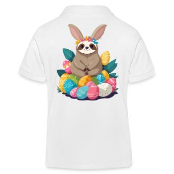Drôle de paresseux lapin de Pâques emblématique Pâques - Polo enfant bio Stanley/Stella - blanc - Dos