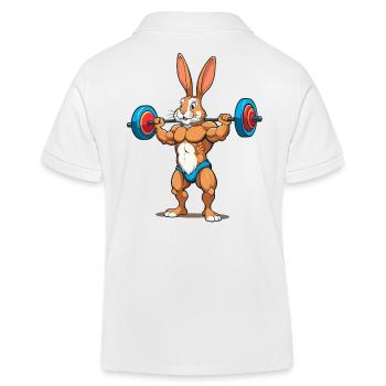 Lapin de Pâques Body Building Animal Drôle Séance D’entraînement - Polo enfant bio Stanley/Stella - blanc - Dos