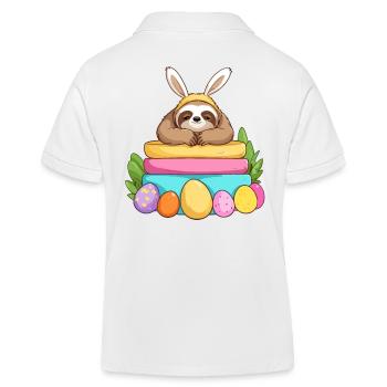 Drôle de paresseux lapin de Pâques emblématique Pâques - Polo enfant bio Stanley/Stella - blanc - Dos