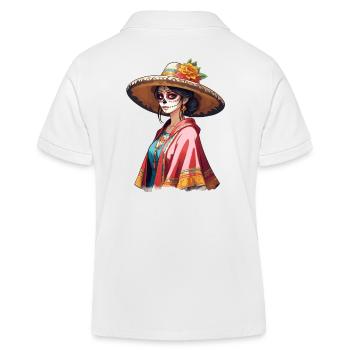 Iconic Sugar Skull Mexico Skull Streetwear - Kids Organic Polo Shirt by Stanley/Stella - white - Back