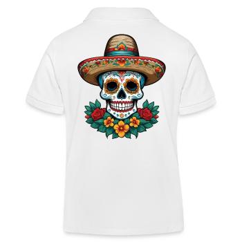 Iconic Sugar Skull Mexico Skull Streetwear - Kids Organic Polo Shirt by Stanley/Stella - white - Back