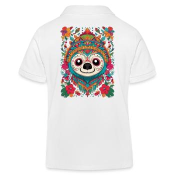 Sloth Iconic Sugar Skull Mexico - Kids Organic Polo Shirt by Stanley/Stella - white - Back