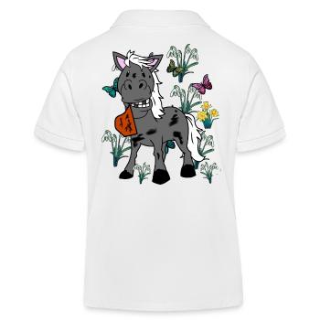 Cheval Chevaux Printemps Poney Gaul Ross Cavalier - Polo enfant bio Stanley/Stella - blanc - Dos