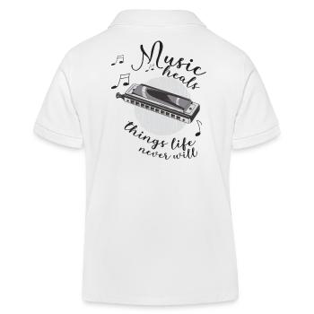 Mundharmonika-Spieler Musiker Mundharmonika - Kinder Organic Poloshirt Mini Sprinter von Stanley/Stella - Weiß - Hinten
