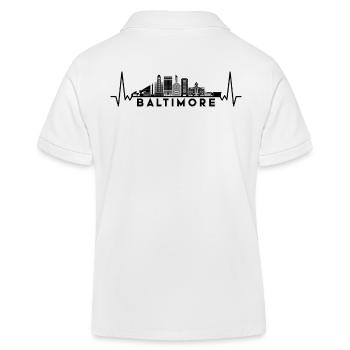 Herzschlag Skyline USA Baltimore - Kinder Organic Poloshirt Mini Sprinter von Stanley/Stella - Weiß - Hinten