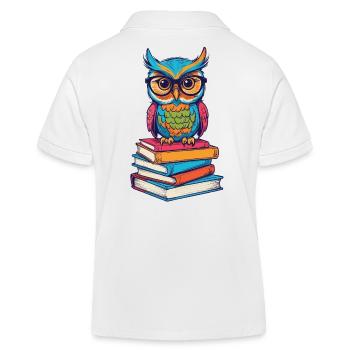 Bücher Eule Lesender Kauz Literatur Bücherliebe - Kinder Organic Poloshirt Mini Sprinter von Stanley/Stella - Weiß - Hinten