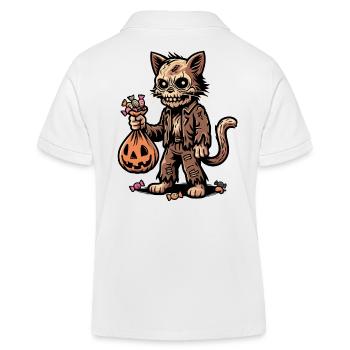 Chat zombie mort-vivant Trick or Treat - Polo enfant bio Stanley/Stella - blanc - Dos