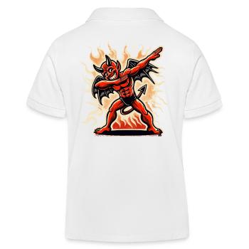 Dabbing Devil Funny Dabbing Design Costume - Kids Organic Polo Shirt by Stanley/Stella - white - Back