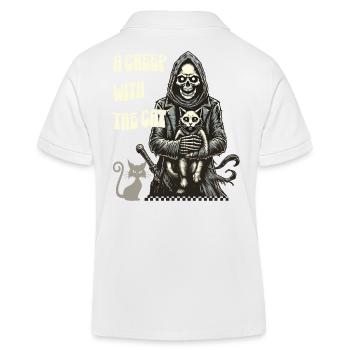 Ein Unheimlicher Mit Der Katze Halloween Motiv - Kinder Organic Poloshirt Mini Sprinter von Stanley/Stella - Weiß - Hinten