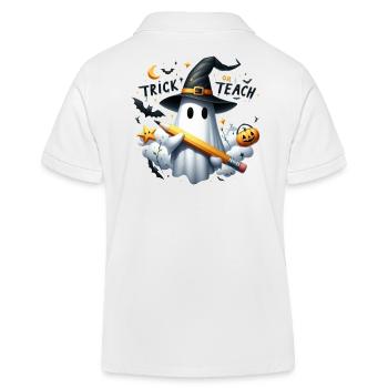 hHalloween Partnerlook Trick or Teach Design - Kids Organic Polo Shirt by Stanley/Stella - white - Back