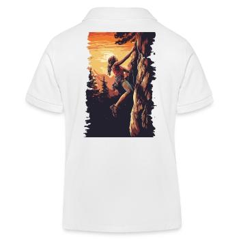 Klettern in den Alpen: Amour Fels Sonnenuntergang - Kinder Organic Poloshirt Mini Sprinter von Stanley/Stella - Weiß - Hinten