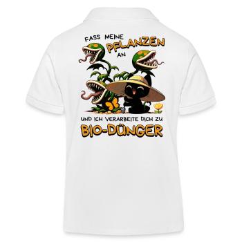 Fass meine Pflanzen an – Bio-Dünger Spruch - Kinder Organic Poloshirt Mini Sprinter von Stanley/Stella - Weiß - Hinten