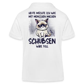 Menschen schubsen - Süße Grump Style Katze - Kinder Organic Poloshirt Mini Sprinter von Stanley/Stella - Weiß - Hinten