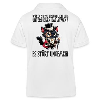 Your breathing is disturbing – Sarcastic cat with a saying - Kids Organic Polo Shirt by Stanley/Stella - white - Back