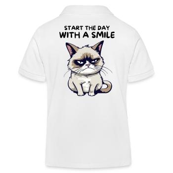 Start the Day with a Smile - Lustige Grumpy Katze - Kinder Organic Poloshirt Mini Sprinter von Stanley/Stella - Weiß - Hinten