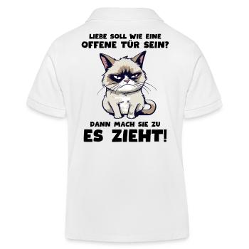 Süße Grump Katze: "Liebe ist wie eine offene Tür" - Kinder Organic Poloshirt Mini Sprinter von Stanley/Stella - Weiß - Hinten