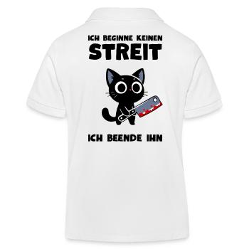 Katze mit Messer – Ich beende jeden Streit - Kinder Organic Poloshirt Mini Sprinter von Stanley/Stella - Weiß - Hinten
