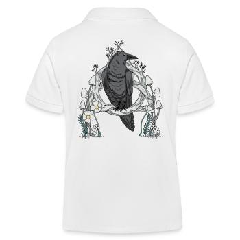 Forêt Animaux Oiseau Corbeau Fleurs Nature Corbeau Sombre - Polo enfant bio Stanley/Stella - blanc - Dos