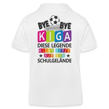 Einschulung Fußball Kindergarten Schule Geschenk - Kinder Organic Poloshirt Mini Sprinter von Stanley/Stella - Weiß - Hinten