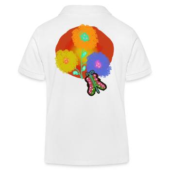 Summer, Sun, Flowers, Butterfly, Butterfly, Garden - Kids Organic Polo Shirt by Stanley/Stella - white - Back