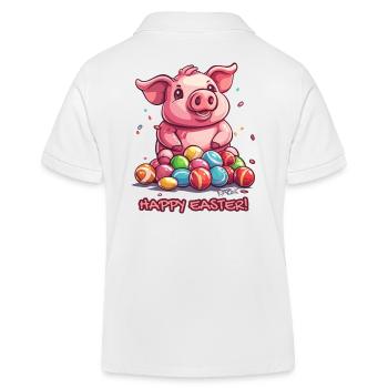 Happy Easter: Happy Pig Easter Egg - Kids Organic Polo Shirt by Stanley/Stella - white - Back