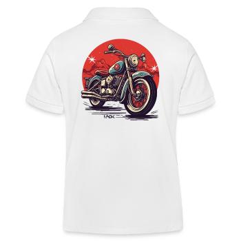Großes Chopper-Motorrad - Kinder Organic Poloshirt Mini Sprinter von Stanley/Stella - Weiß - Hinten