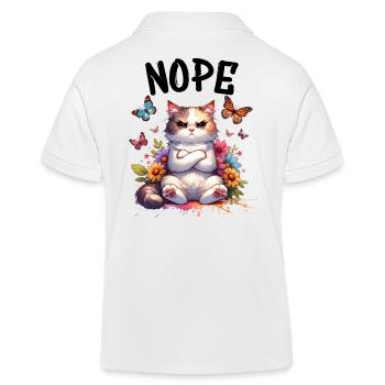 Katze Lustiger Spruch Nope für Katzenliebhaber - Kinder Organic Poloshirt Mini Sprinter von Stanley/Stella - Weiß - Hinten