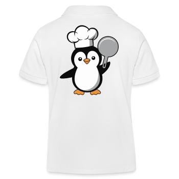 Pingouin de cuisine avec poêle pour les amateurs de cuisine - Polo enfant bio Stanley/Stella - blanc - Dos