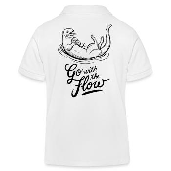 Relaxed Otter Motif: Go With The Flow - Kids Organic Polo Shirt by Stanley/Stella - white - Back