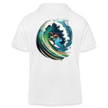 Surfer auf einer großen Welle in einer 2D-Illustra - Kinder Organic Poloshirt Mini Sprinter von Stanley/Stella - Weiß - Hinten