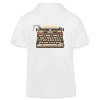 Machine à écrire vintage avec du papier en illustration 2D - Polo enfant bio Stanley/Stella - blanc - Dos