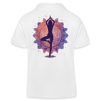 Die Serenität des Yoga: Silhouette in Pose mit Man - Kinder Organic Poloshirt Mini Sprinter von Stanley/Stella - Weiß - Hinten