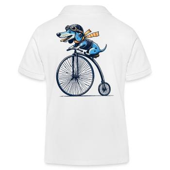 Dackel auf Bike für Retro Liebhaber mit Stil - Kinder Organic Poloshirt Mini Sprinter von Stanley/Stella - Weiß - Hinten
