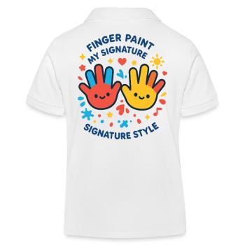 Finger Paint My Signature Style Boys Girls - Kids Organic Polo Shirt by Stanley/Stella - white - Back