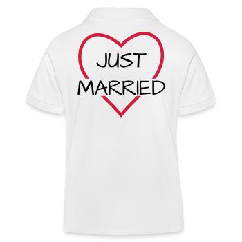 Just married Herz Hochzeit Partnerlook - Kinder Organic Poloshirt Mini Sprinter von Stanley/Stella - Weiß - Hinten
