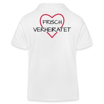 Frisch verheiratet Herz Hochzeit Hochzeitsreise - Kinder Organic Poloshirt Mini Sprinter von Stanley/Stella - Weiß - Hinten