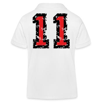 Le numéro onze - No. 11 (deux couleurs) rouge - Polo enfant bio Stanley/Stella - blanc - Dos