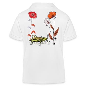 Fleur de jardin avec sauterelle et fourmis - Polo enfant bio Stanley/Stella - blanc - Dos