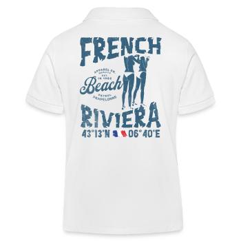Beach design, French Riviera, summer atmosphere - Kids Organic Polo Shirt by Stanley/Stella - white - Back