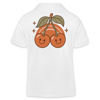 Sweet Retro Cherries Smile - Kids Organic Polo Shirt by Stanley/Stella - white - Back