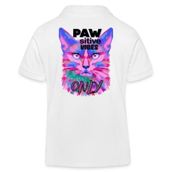 Sigura design PAW Positive Vibes Cat - Kinder Organic Poloshirt Mini Sprinter von Stanley/Stella - Weiß - Hinten