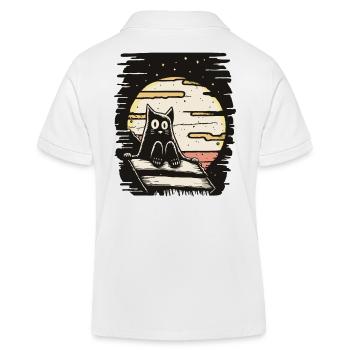 un chat assis sur le toit - Polo enfant bio Stanley/Stella - blanc - Dos