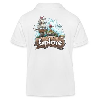 Bateau pirate en bois et explorateur d’îles - Polo enfant bio Stanley/Stella - blanc - Dos