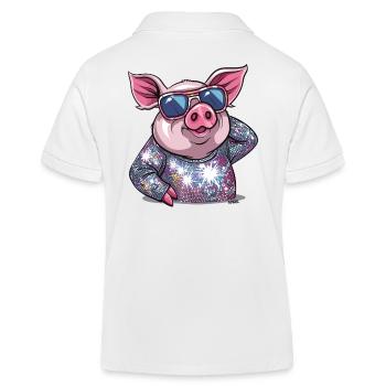 Glitzer Disco Tanz-Diva Schwein - Kinder Organic Poloshirt Mini Sprinter von Stanley/Stella - Weiß - Hinten