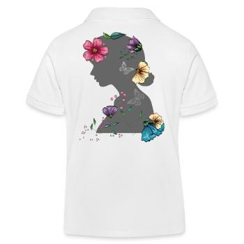 Fille avec des fleurs dans ses cheveux Flower Power - Polo enfant bio Stanley/Stella - blanc - Dos