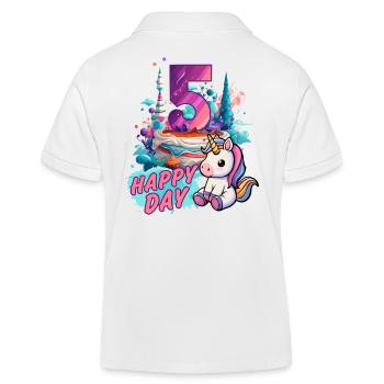 5. Geburtstag Mädchen Einhorn it Torte - Happy Day - Kinder Organic Poloshirt Mini Sprinter von Stanley/Stella - Weiß - Hinten