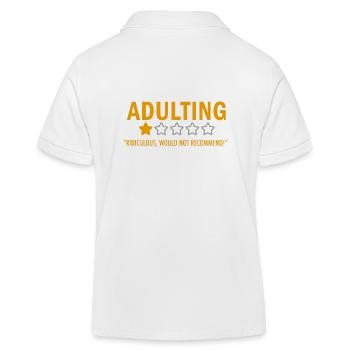 Adulting Ridiculous Would not Recommend Yellow - Kids Organic Polo Shirt by Stanley/Stella - white - Back