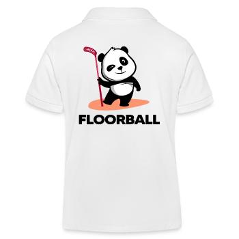 Floorball "Floorballtime" Floorball Player Bandy - Kids Organic Polo Shirt by Stanley/Stella - white - Back