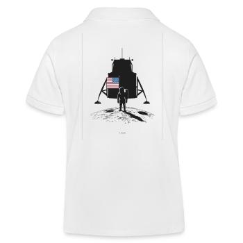 Moon Landing Astronaut and Flag - Kids Organic Polo Shirt by Stanley/Stella - white - Back